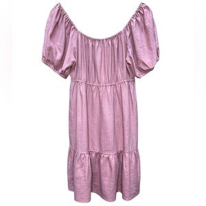 LOVE TREE Linen Blend Milkmaid Mini Dress
